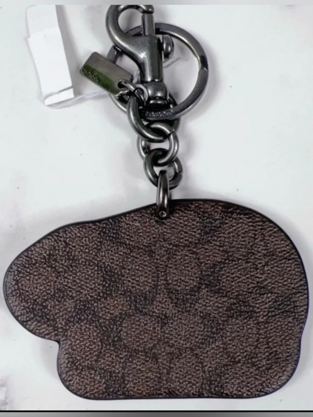 Coach Polar Bear Key Fob Signature Canvas Hangtag BAGCHARM Keychain CE679 NWT